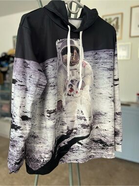 Astronaut HD Graphic Hoodie in Black and White